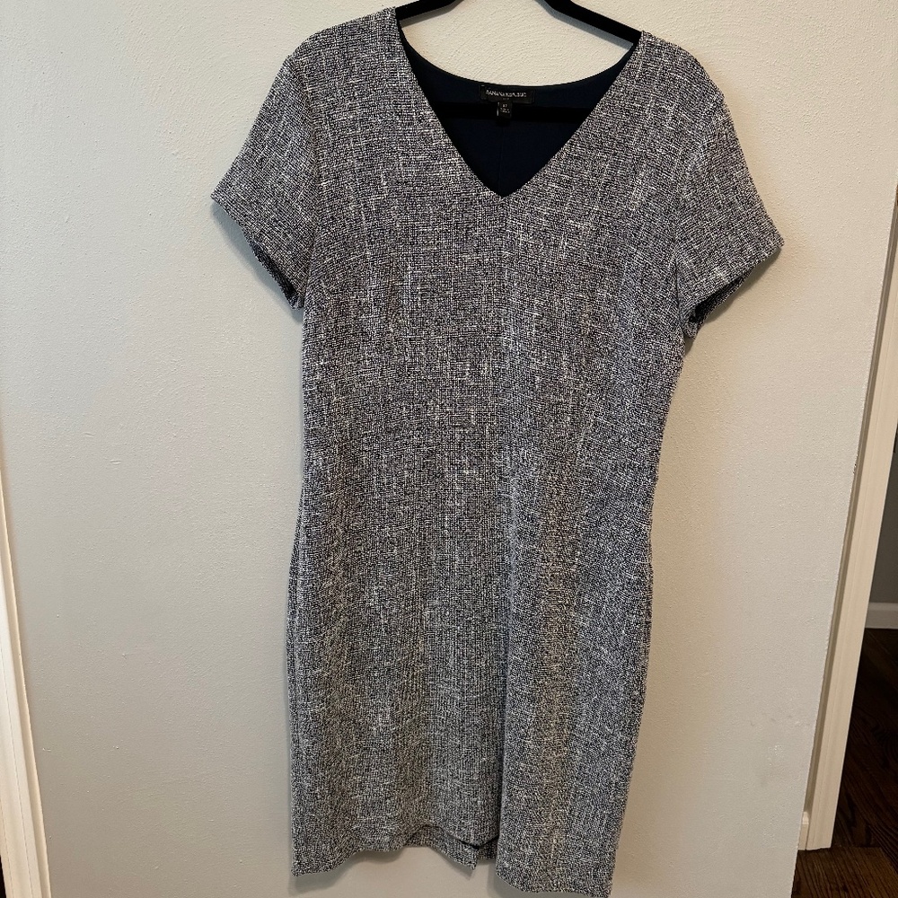Banana Republic Navy & White Textured Dress